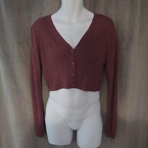 NWT XL wild fable Ribbed Cropped V-Neck Cardigan